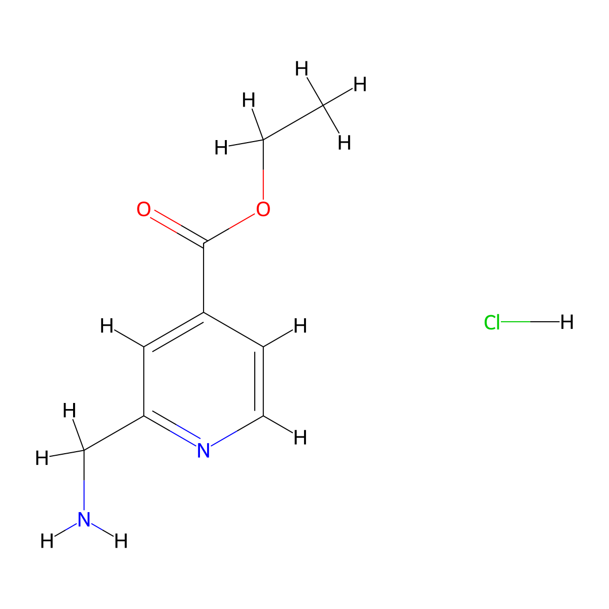 Ethyl 2-(aminomethyl)isonicotinate hydrochloride molecular structure, CAS 1189983-26-3
