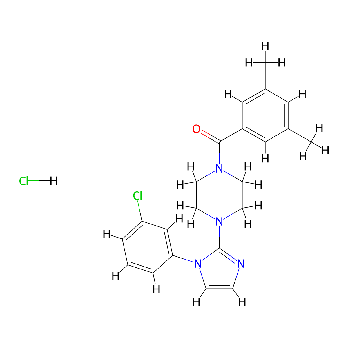 (4-(1-(3-chlorophenyl)-1H-imidazol-2-yl)piperazin-1-yl)(3,5-dimethylphenyl)methanone hydrochloride molecular structure, CAS 1189984-43-7