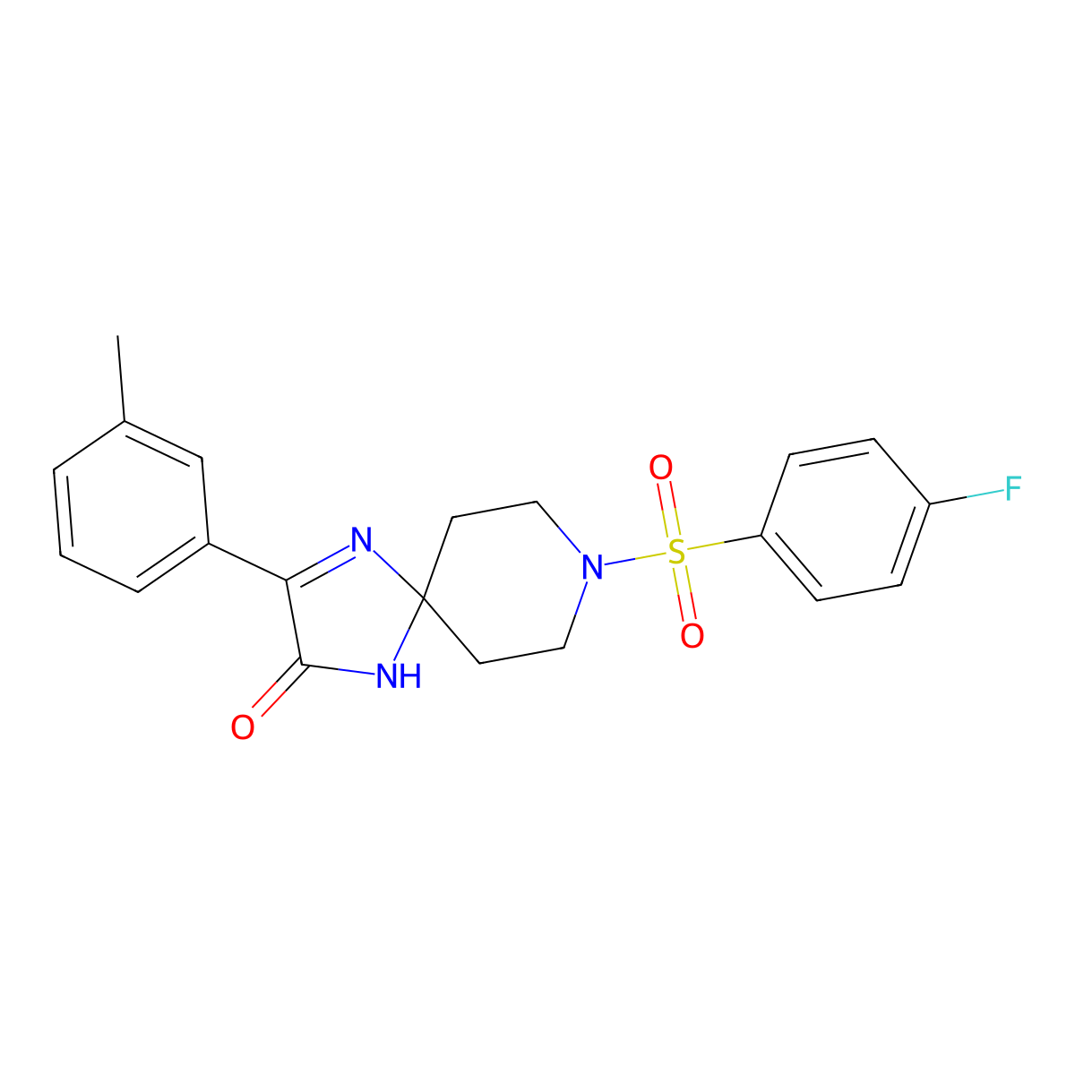 8-((4-Fluorophenyl)sulfonyl)-3-(m-tolyl)-1,4,8-triazaspiro[4.5]dec-3-en-2-one molecular structure, CAS 1189984-64-2