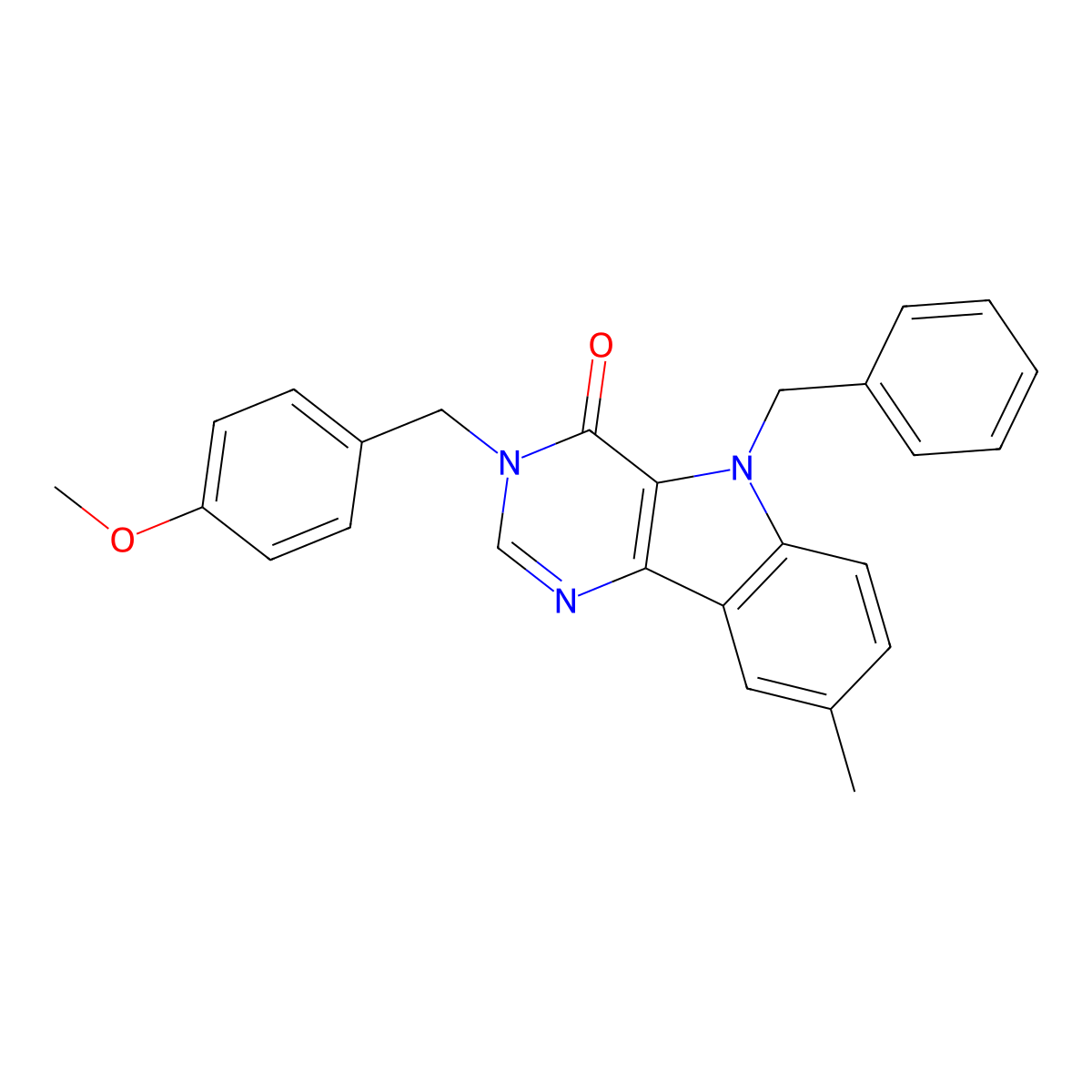 5-benzyl-3-(4-methoxybenzyl)-8-methyl-3H-pyrimido[5,4-b]indol-4(5H)-one molecular structure, CAS 1189985-10-1