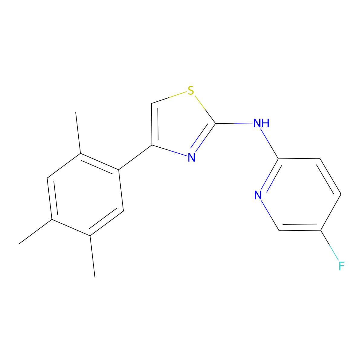 5-fluoro-N-[4-(2,4,5-trimethylphenyl)-1,3-thiazol-2-yl]pyridin-2-amine molecular structure, CAS 1189985-51-0