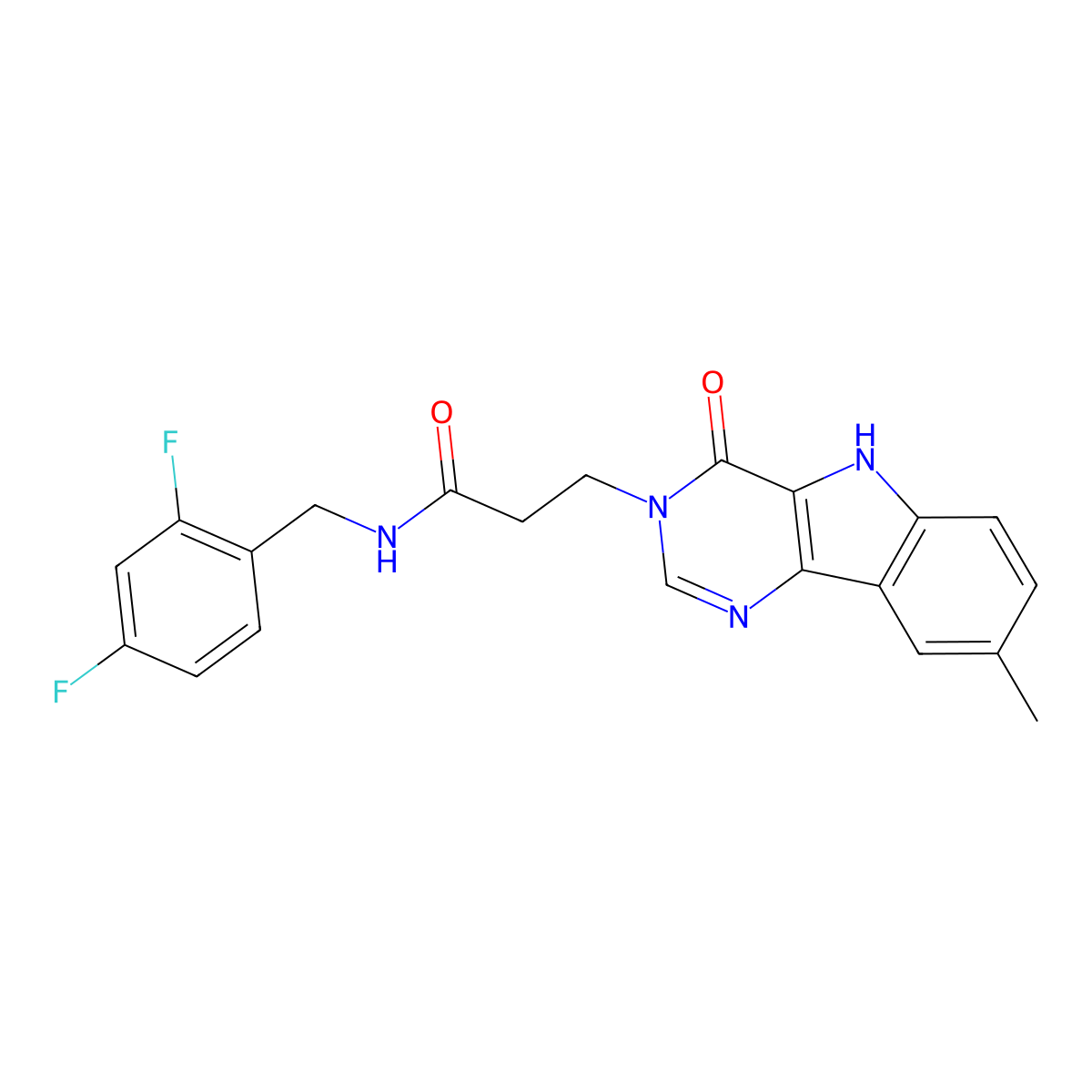 N-(2,4-difluorobenzyl)-3-(8-methyl-4-oxo-4,5-dihydro-3H-pyrimido[5,4-b]indol-3-yl)propanamide molecular structure, CAS 1189985-91-8