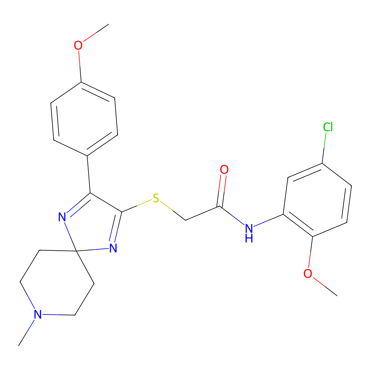N-(5-chloro-2-methoxyphenyl)-2-((3-(4-methoxyphenyl)-8-methyl-1,4,8-triazaspiro[4.5]deca-1,3-dien-2-yl)thio)acetamide molecular structure, CAS 1189988-48-4