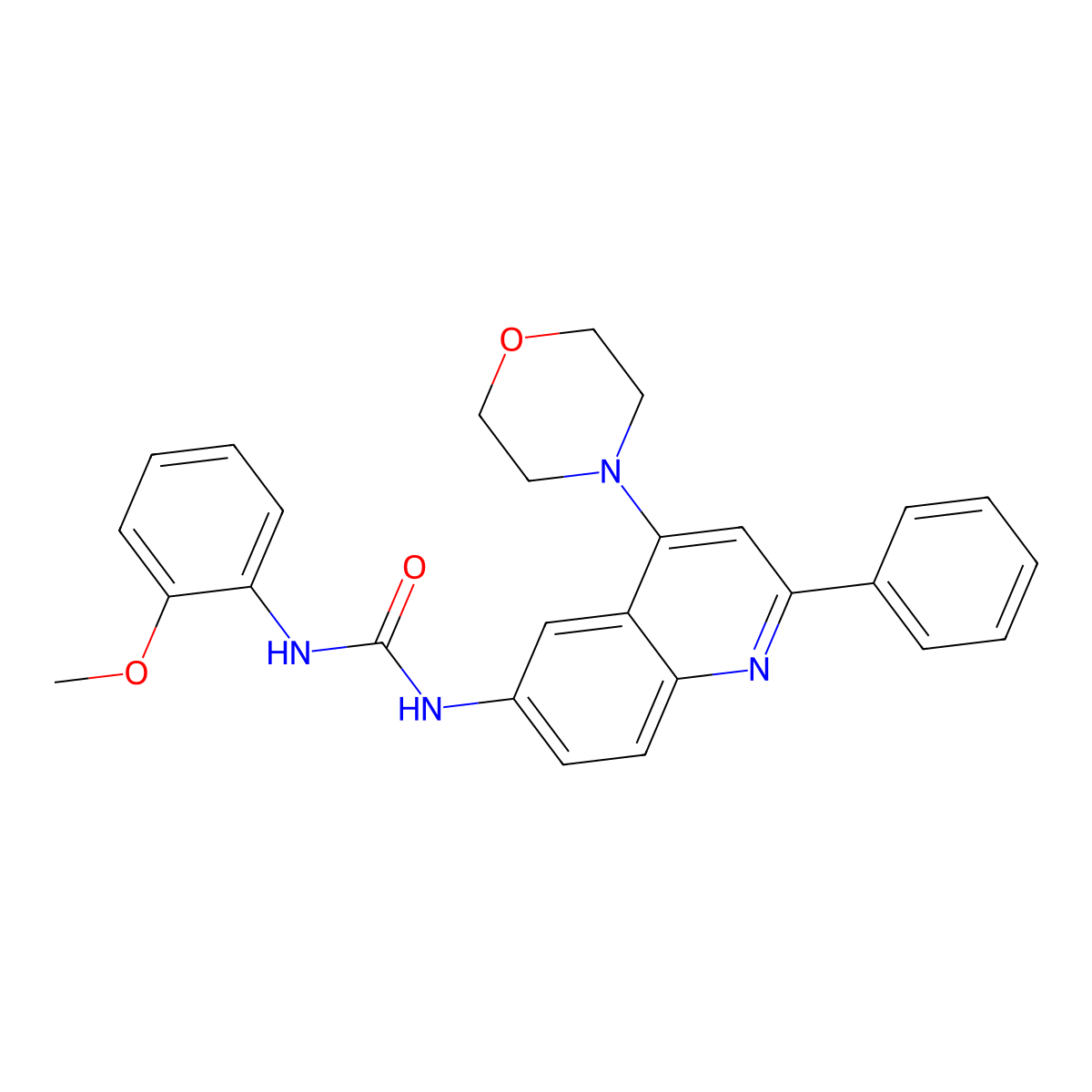 1-(2-Methoxyphenyl)-3-(4-morpholino-2-phenylquinolin-6-yl)urea molecular structure, CAS 1189988-68-8
