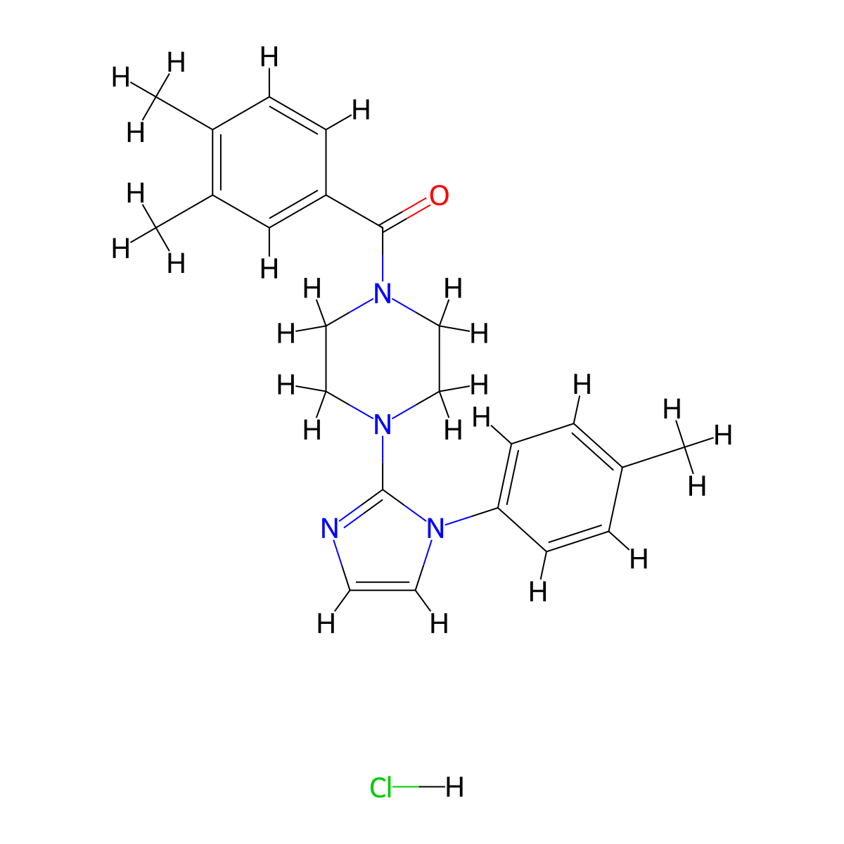 (3,4-dimethylphenyl)(4-(1-(p-tolyl)-1H-imidazol-2-yl)piperazin-1-yl)methanone hydrochloride molecular structure, CAS 1189989-32-9