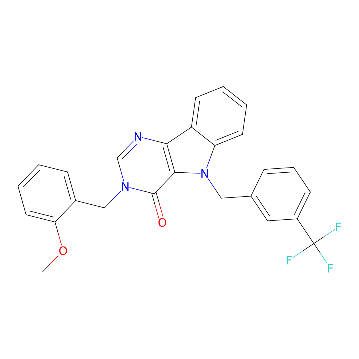 3-(2-methoxybenzyl)-5-(3-(trifluoromethyl)benzyl)-3H-pyrimido[5,4-b]indol-4(5H)-one molecular structure, CAS 1189990-46-2
