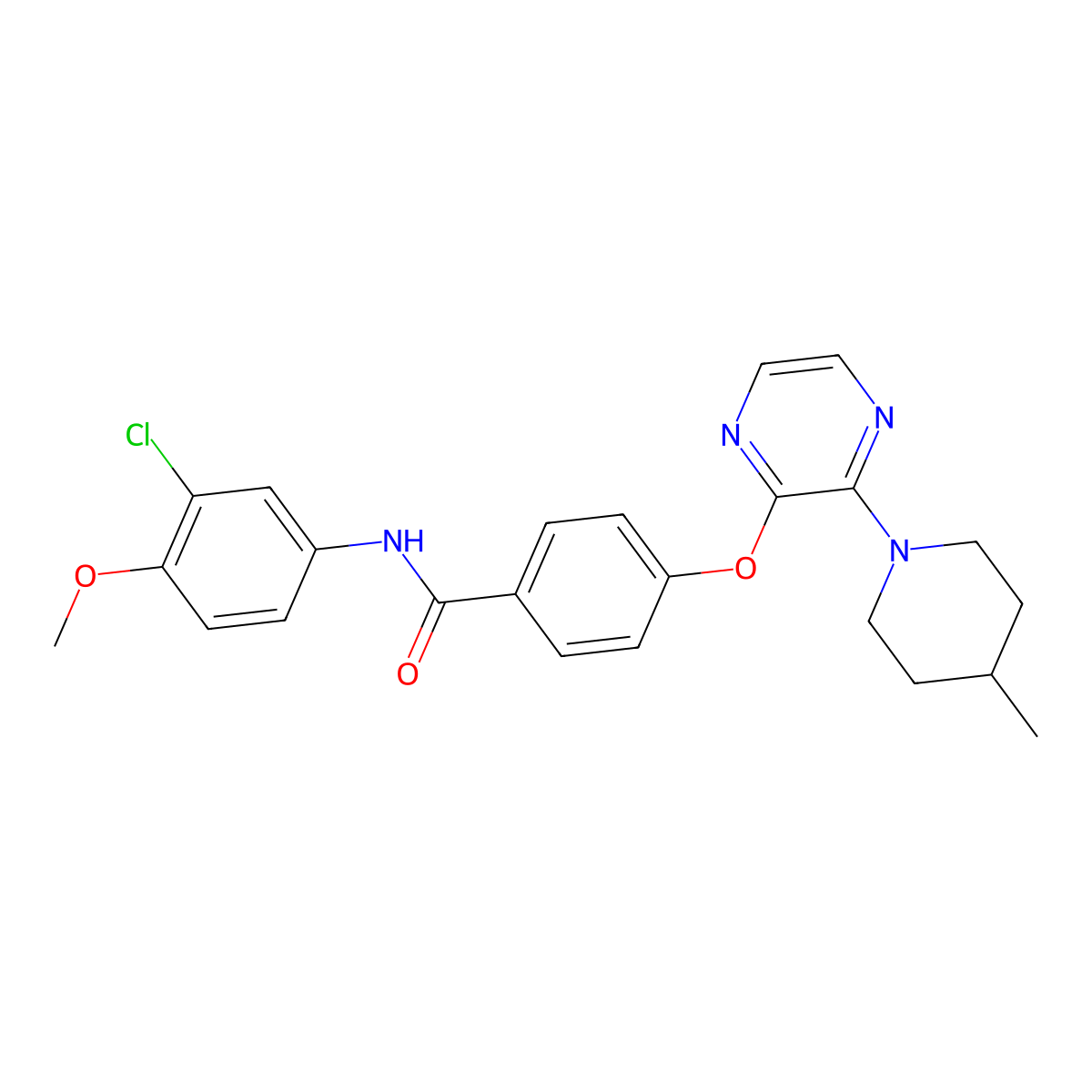 N-(3-chloro-4-methoxyphenyl)-4-{[3-(4-methylpiperidin-1-yl)pyrazin-2-yl]oxy}benzamide molecular structure, CAS 1189992-19-5