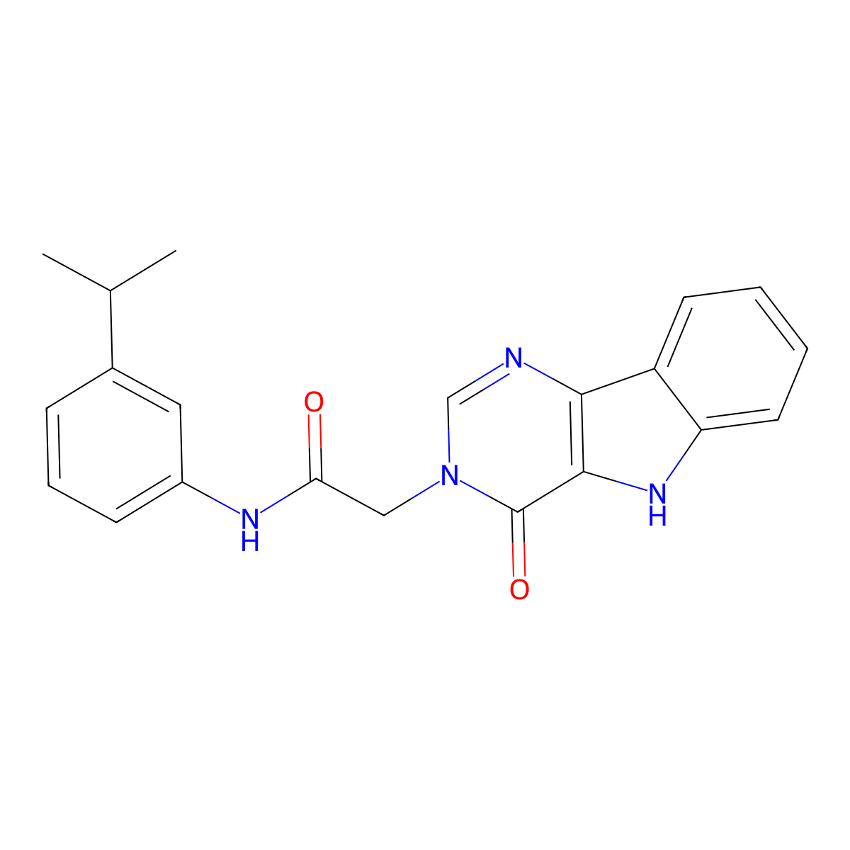 N-(3-isopropylphenyl)-2-(4-oxo-4,5-dihydro-3H-pyrimido[5,4-b]indol-3-yl)acetamide molecular structure, CAS 1189992-32-2