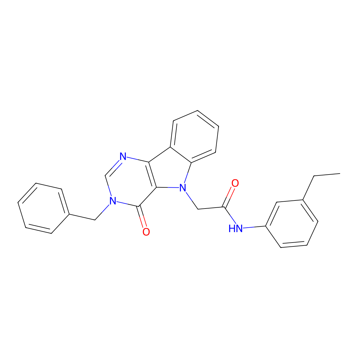 2-(3-benzyl-4-oxo-3H-pyrimido[5,4-b]indol-5(4H)-yl)-N-(3-ethylphenyl)acetamide molecular structure, CAS 1189992-42-4