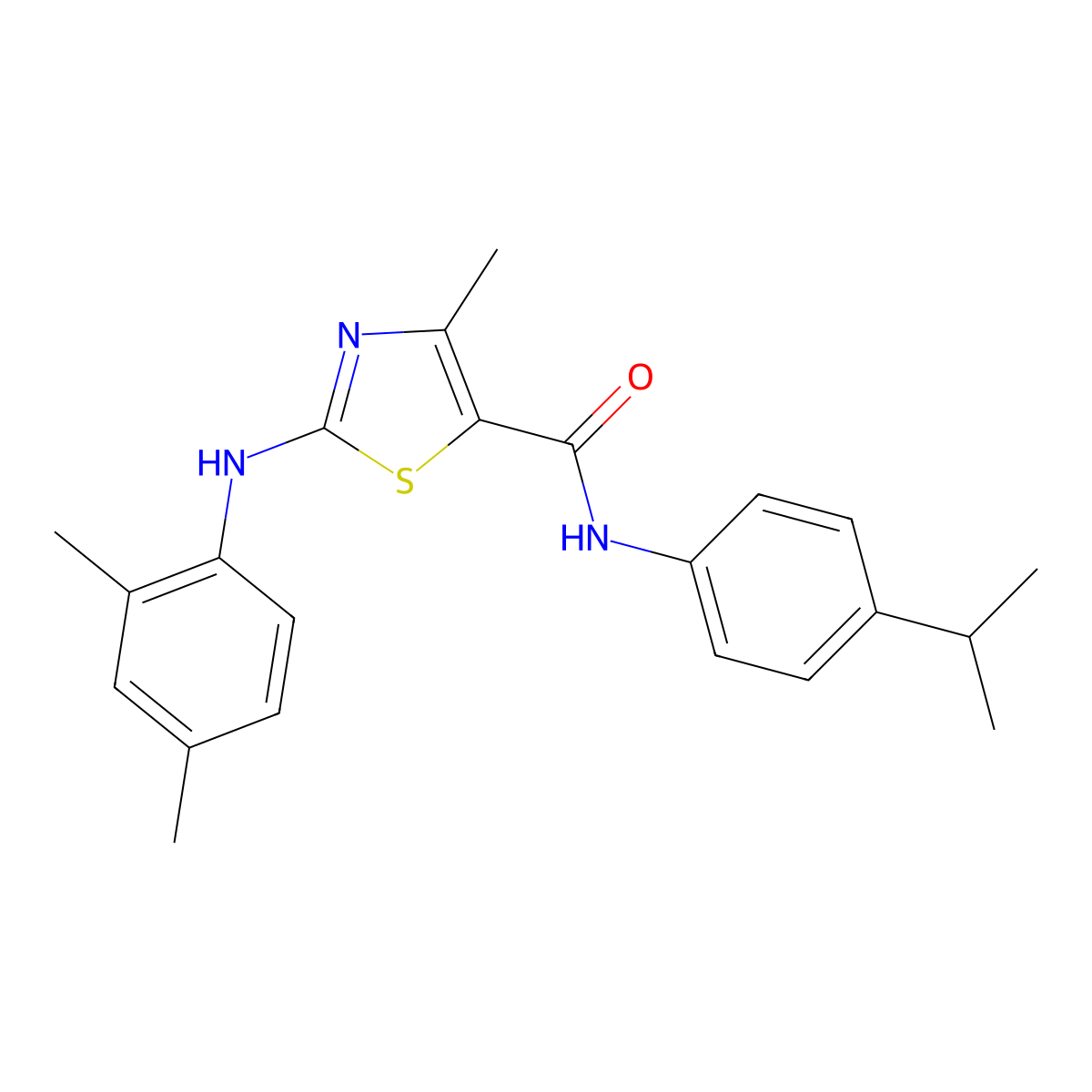 2-[(2,4-dimethylphenyl)amino]-4-methyl-N-[4-(propan-2-yl)phenyl]-1,3-thiazole-5-carboxamide molecular structure, CAS 1189993-22-3