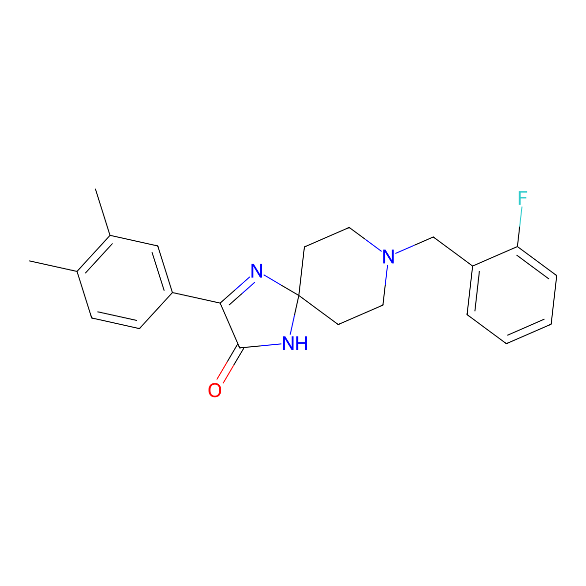 3-(3,4-Dimethylphenyl)-8-(2-fluorobenzyl)-1,4,8-triazaspiro[4.5]dec-3-en-2-one molecular structure, CAS 1189994-25-9