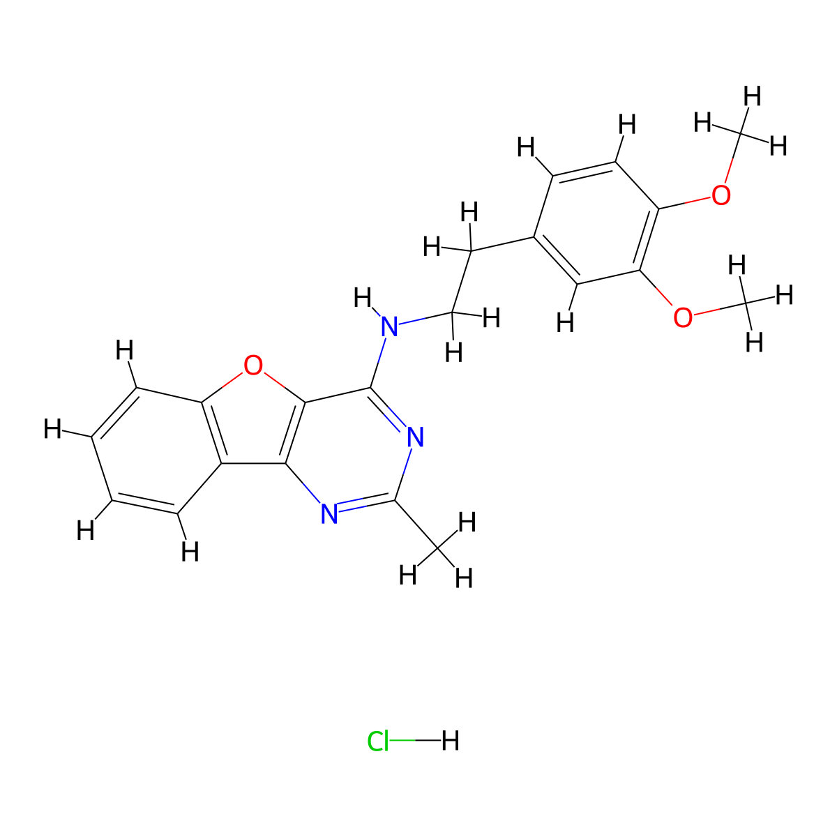 N-(3,4-dimethoxyphenethyl)-2-methylbenzofuro[3,2-d]pyrimidin-4-amine hydrochloride molecular structure, CAS 1189994-34-0