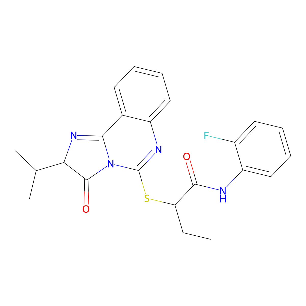 N-(2-fluorophenyl)-2-((2-isopropyl-3-oxo-2,3-dihydroimidazo[1,2-c]quinazolin-5-yl)thio)butanamide molecular structure, CAS 1189996-19-7