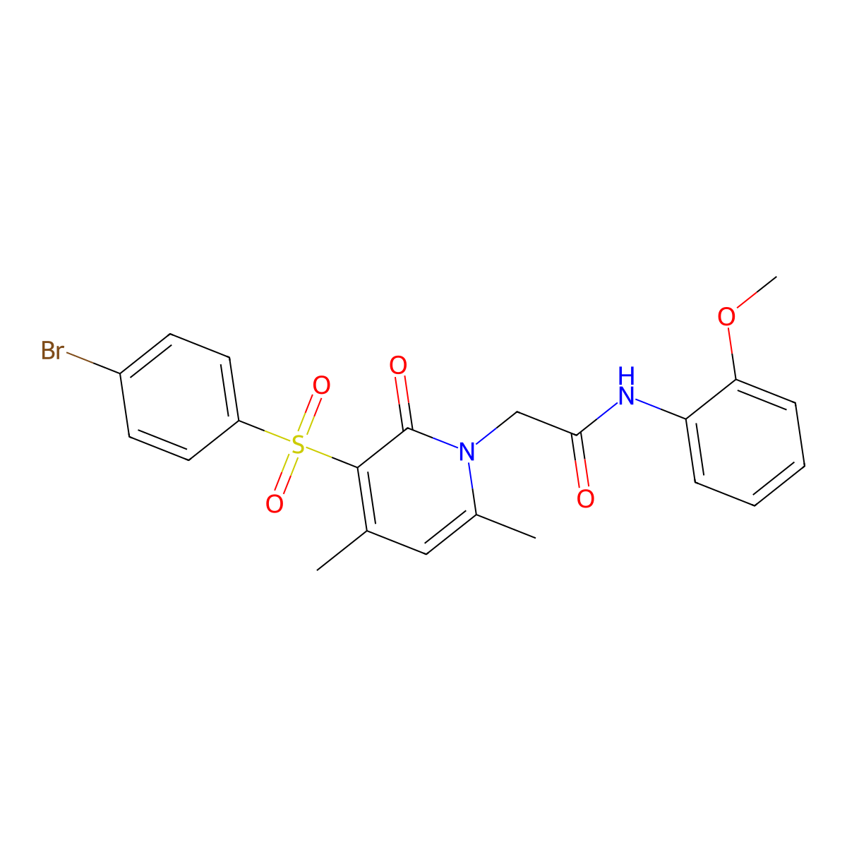 2-(3-((4-bromophenyl)sulfonyl)-4,6-dimethyl-2-oxopyridin-1(2H)-yl)-N-(2-methoxyphenyl)acetamide molecular structure, CAS 1189996-22-2