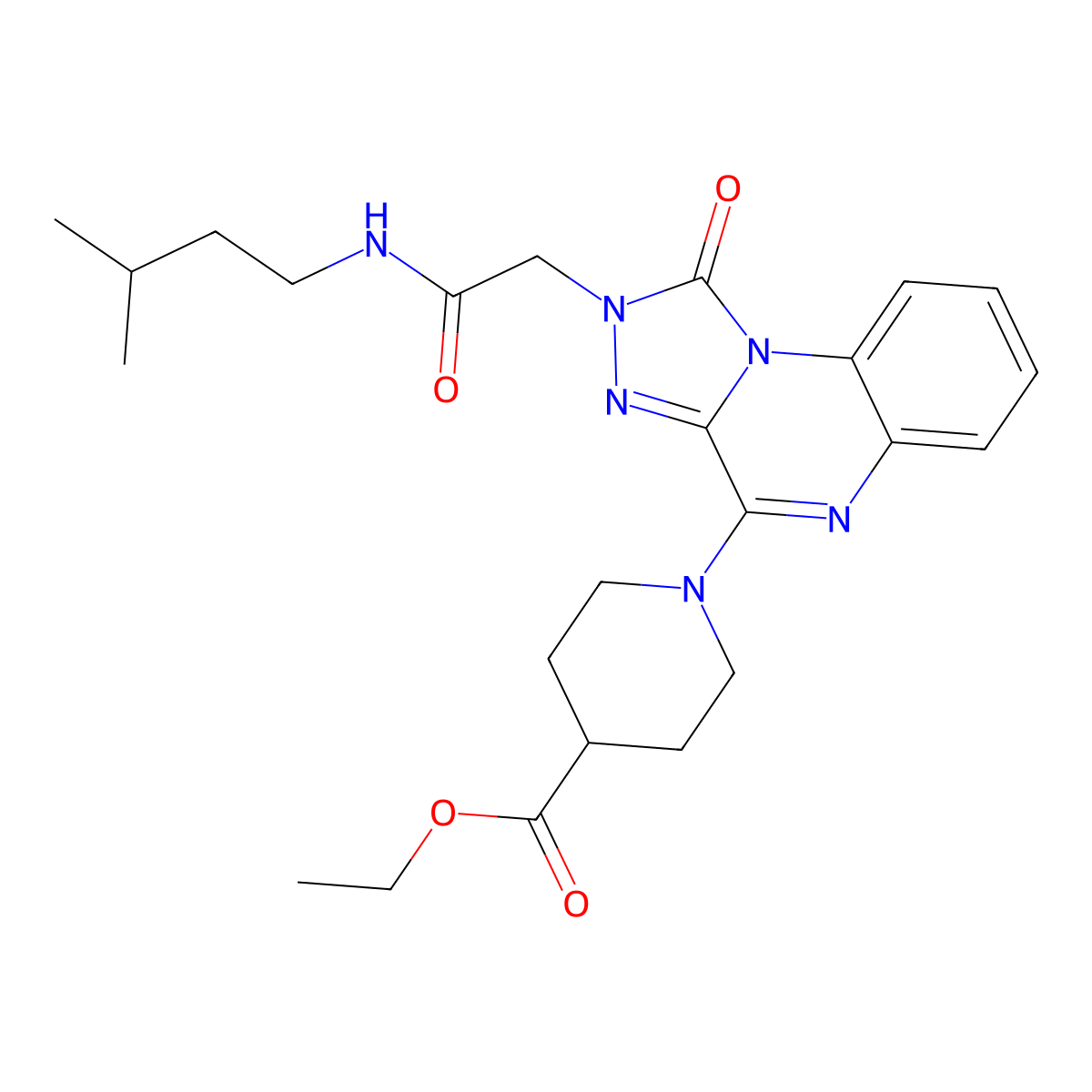 Ethyl 1-(2-(2-(isopentylamino)-2-oxoethyl)-1-oxo-1,2-dihydro-[1,2,4]triazolo[4,3-a]quinoxalin-4-yl)piperidine-4-carboxylate molecular structure, CAS 1189996-27-7