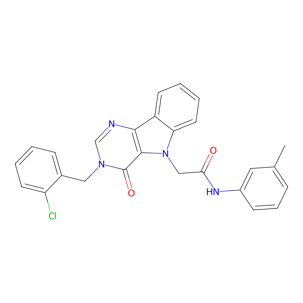 2-(3-(2-chlorobenzyl)-4-oxo-3H-pyrimido[5,4-b]indol-5(4H)-yl)-N-(m-tolyl)acetamide molecular structure, CAS 1189996-57-3