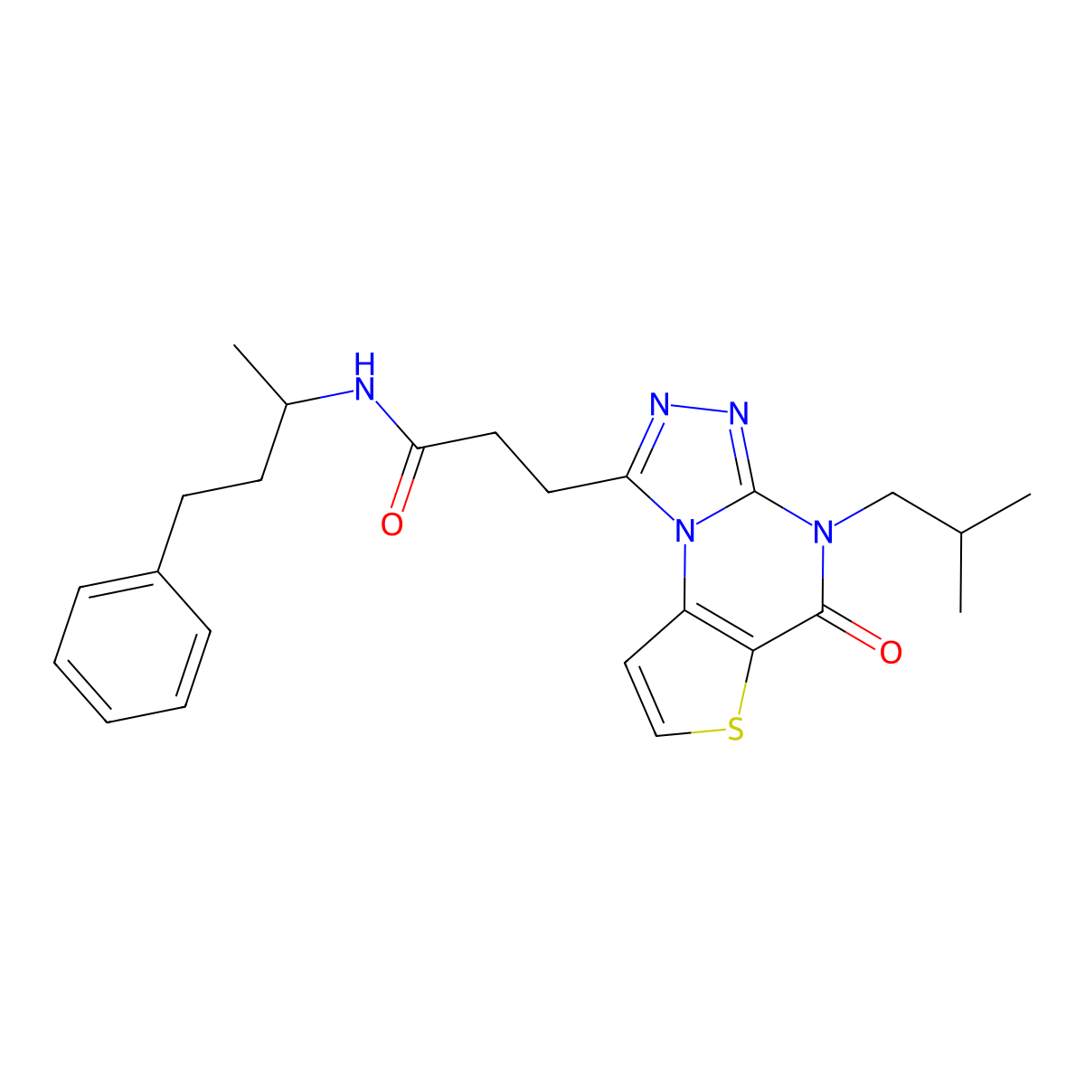 3-(4-isobutyl-5-oxo-4,5-dihydrothieno[2,3-e][1,2,4]triazolo[4,3-a]pyrimidin-1-yl)-N-(4-phenylbutan-2-yl)propanamide molecular structure, CAS 1189996-97-1