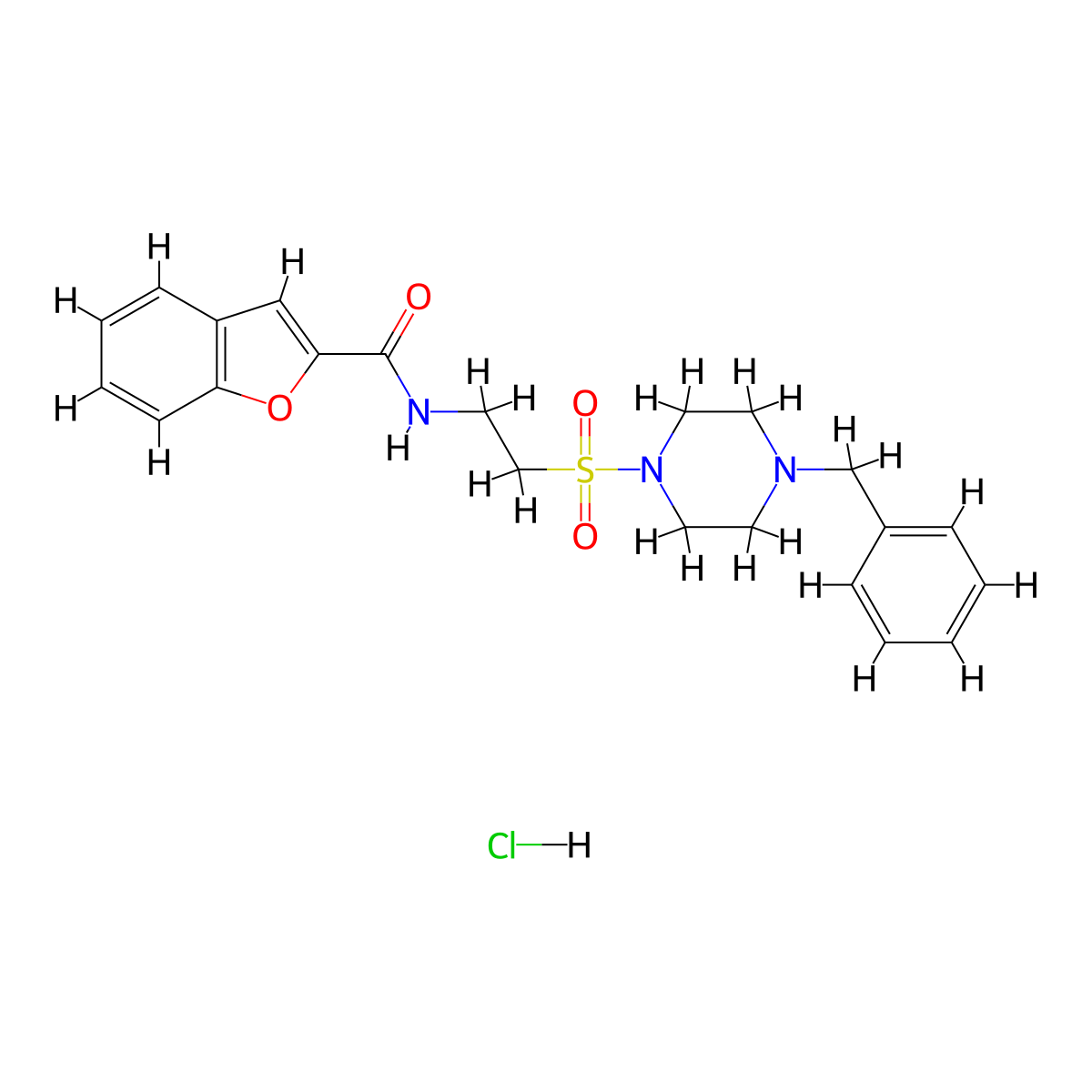 N-(2-((4-benzylpiperazin-1-yl)sulfonyl)ethyl)benzofuran-2-carboxamide hydrochloride molecular structure, CAS 1189997-31-6