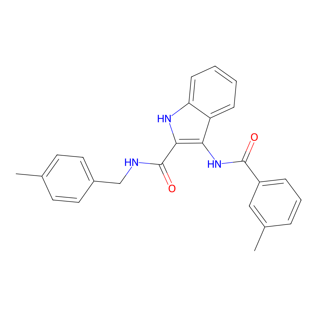 3-(3-methylbenzamido)-N-[(4-methylphenyl)methyl]-1H-indole-2-carboxamide molecular structure, CAS 1189997-38-3