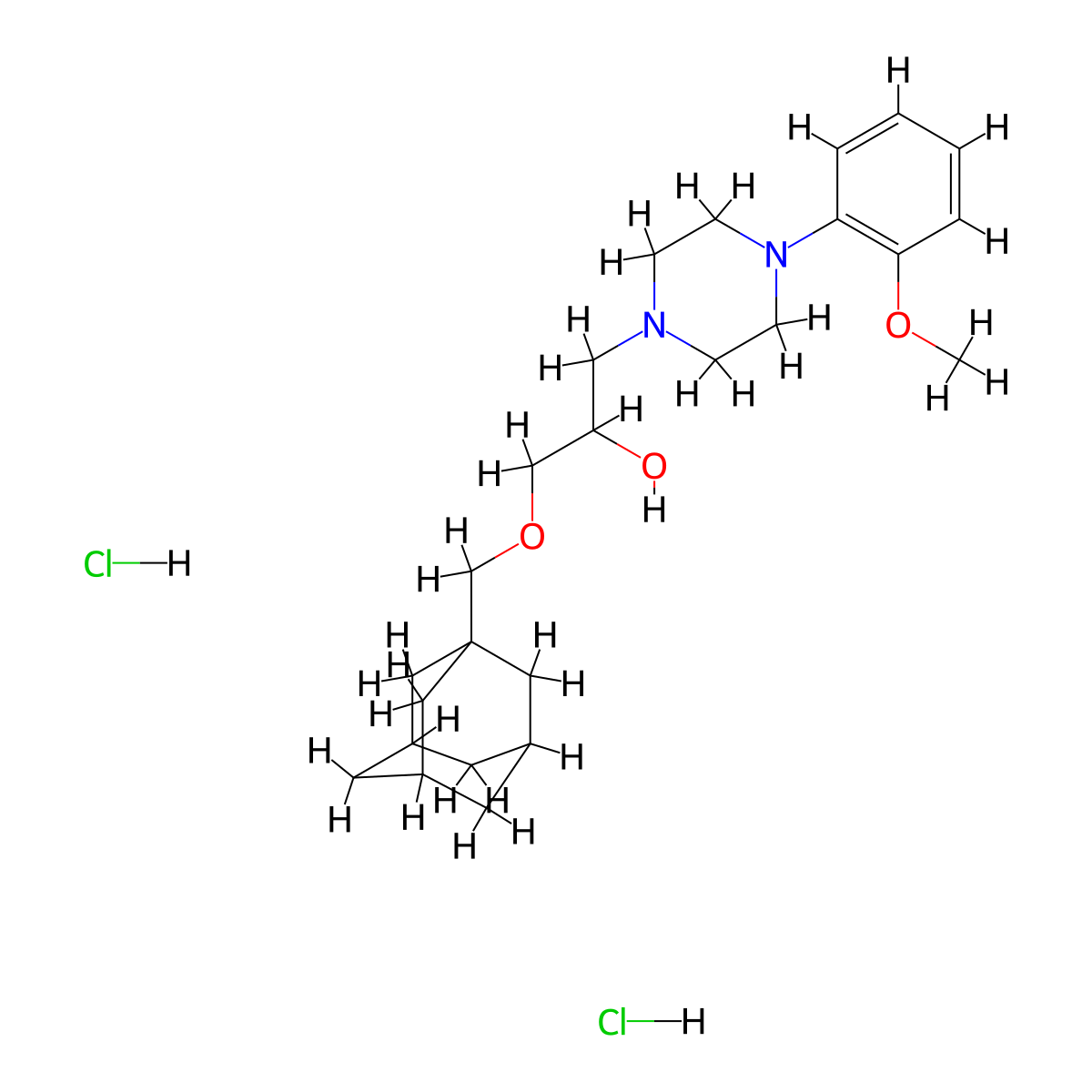 1-[(Adamantan-1-yl)methoxy]-3-[4-(2-methoxyphenyl)piperazin-1-yl]propan-2-ol dihydrochloride molecular structure, CAS 1189997-58-7