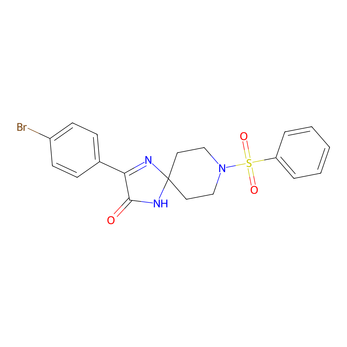 3-(4-Bromophenyl)-8-(phenylsulfonyl)-1,4,8-triazaspiro[4.5]dec-3-en-2-one molecular structure, CAS 1189997-89-4