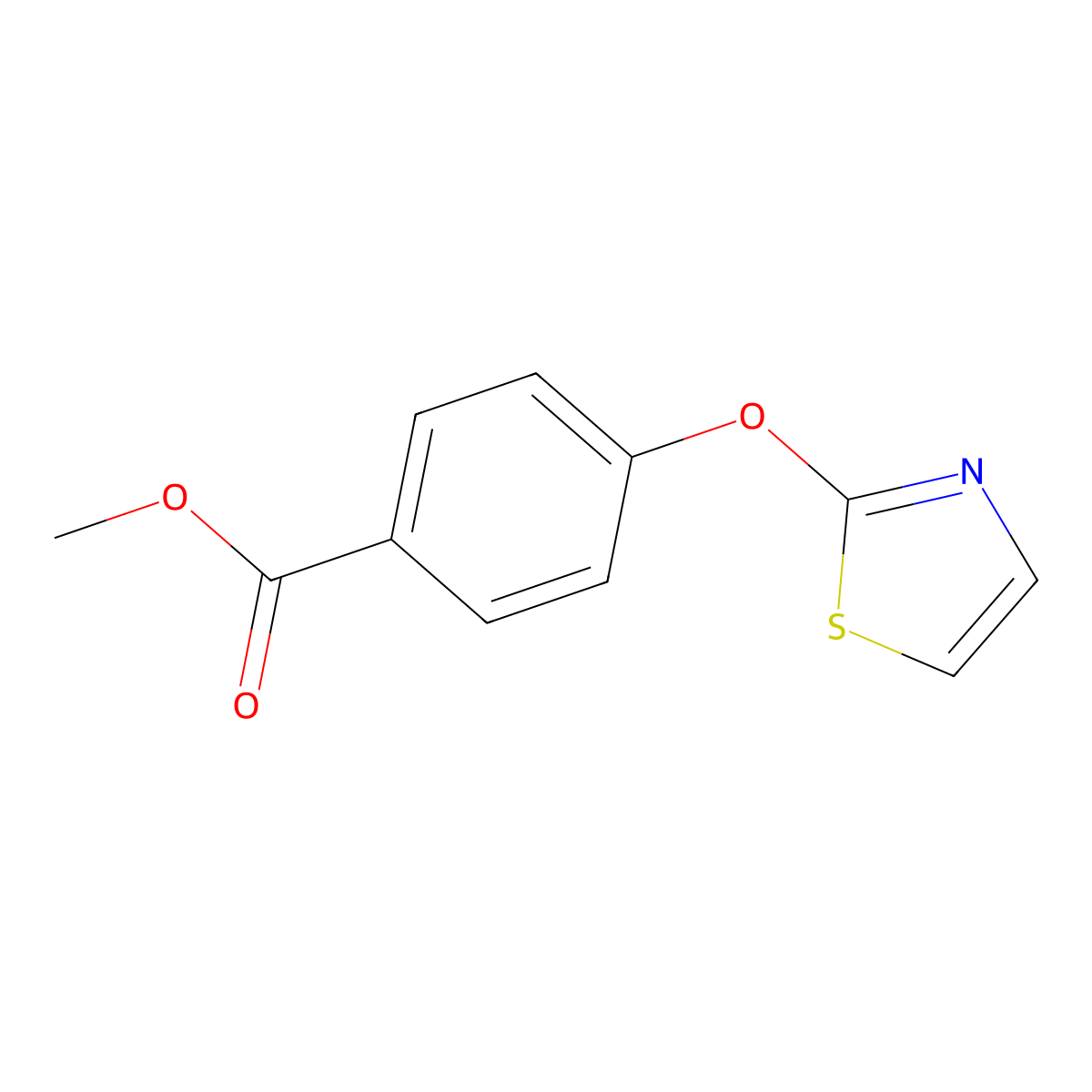 Methyl 4-((1,3-thiazol-2-yl)oxy)benzoate molecular structure, CAS 1189999-01-6
