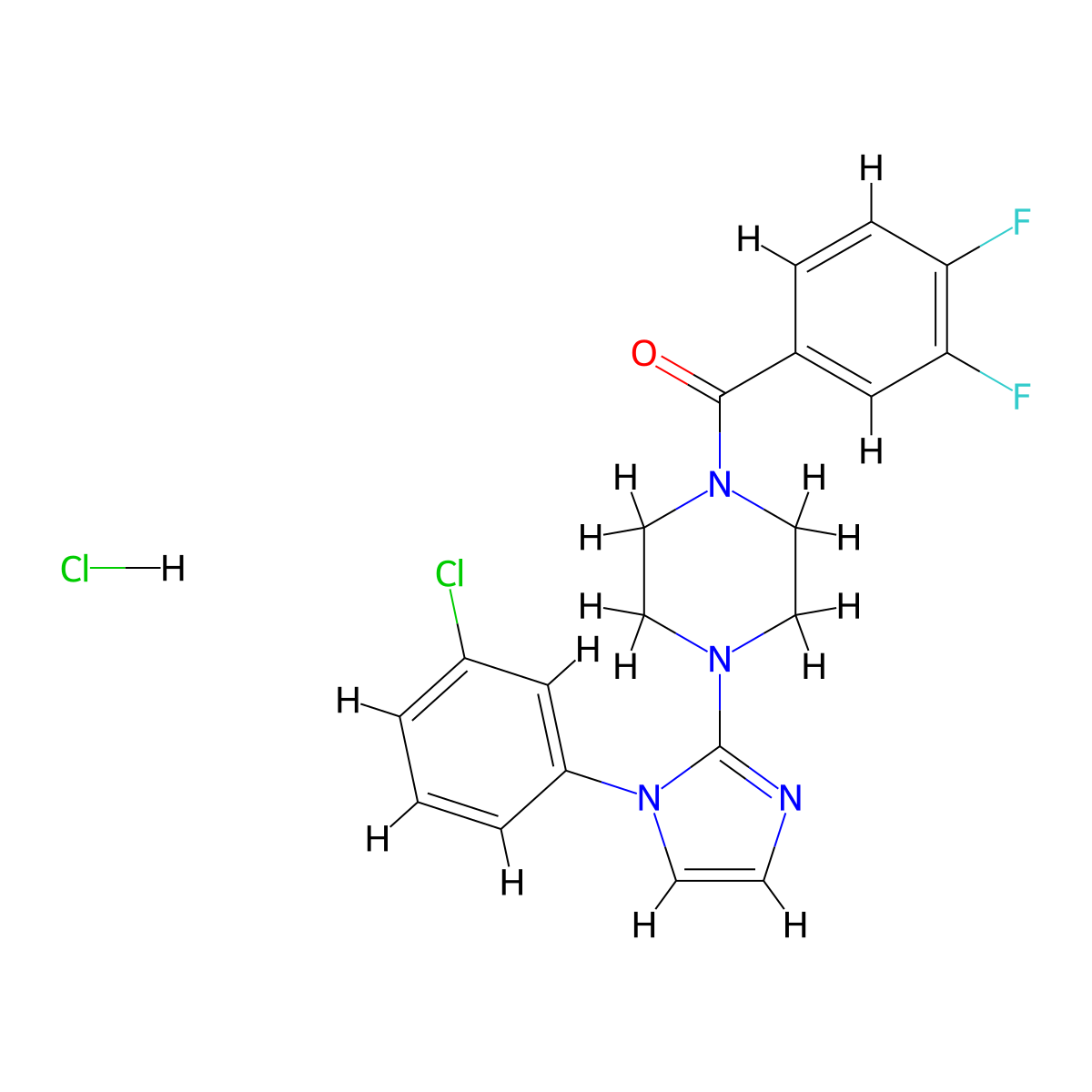 (4-(1-(3-chlorophenyl)-1H-imidazol-2-yl)piperazin-1-yl)(3,4-difluorophenyl)methanone hydrochloride molecular structure, CAS 1189999-80-1