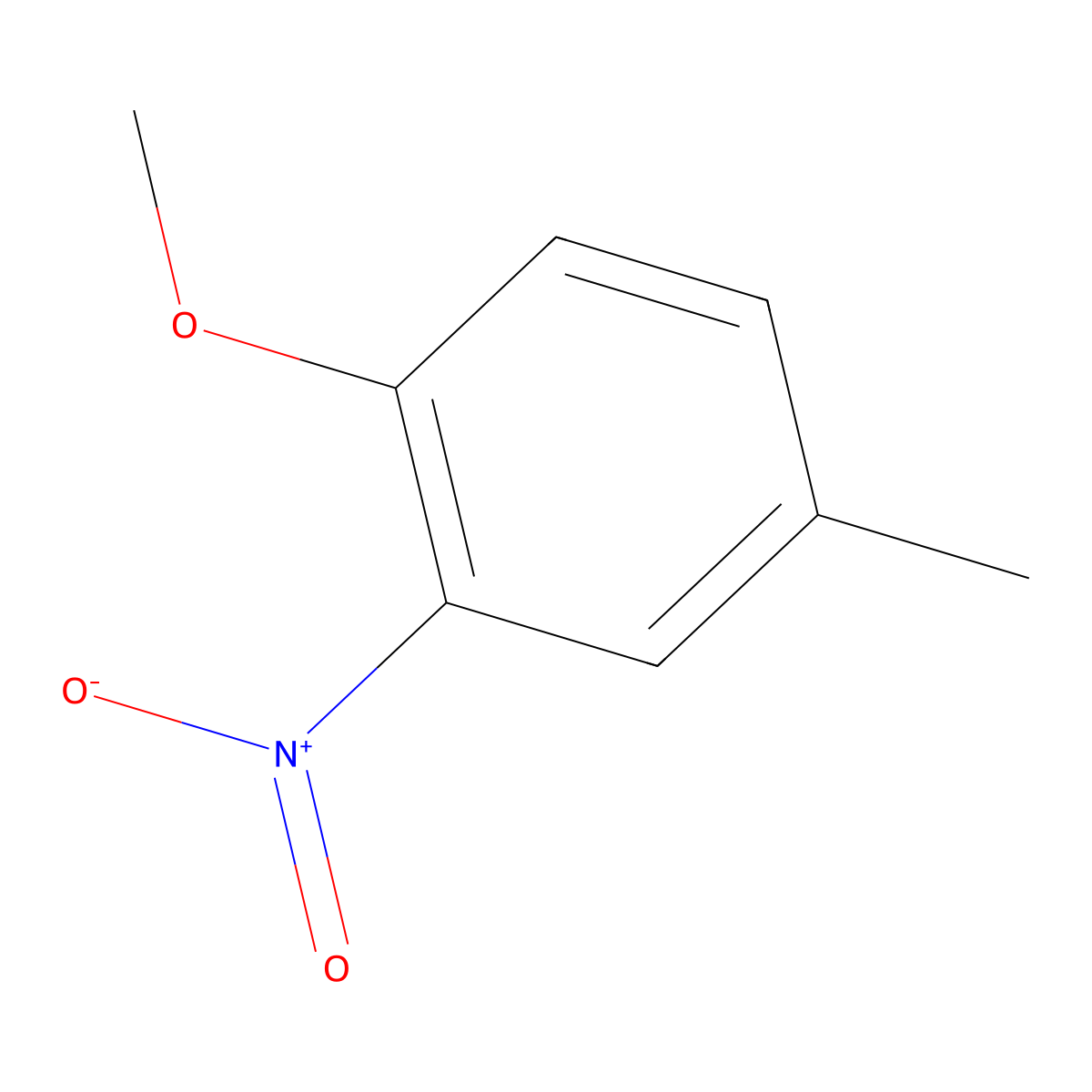 1-Methoxy-4-methyl-2-nitrobenzene molecular structure, CAS 119-10-8