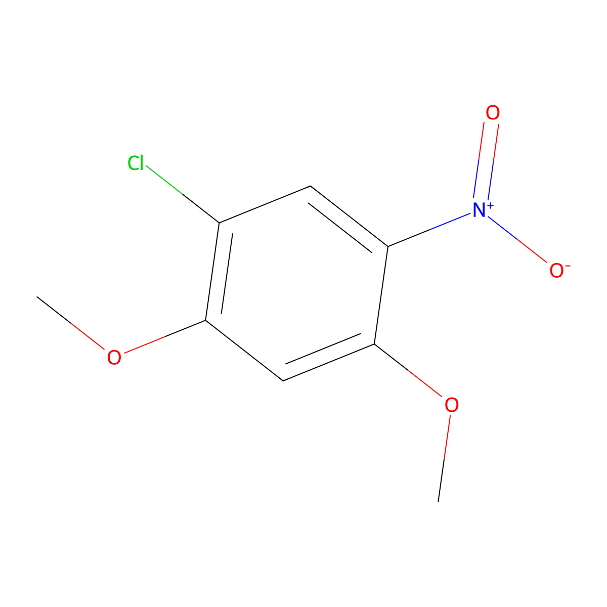 Benzene, 1-chloro-2,4-dimethoxy-5-nitro- molecular structure, CAS 119-21-1