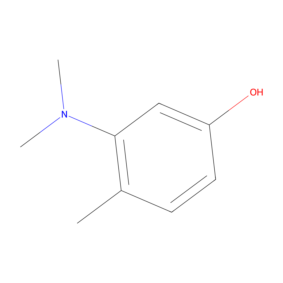 3-Dimethylamino-4-methylphenol molecular structure, CAS 119-31-3