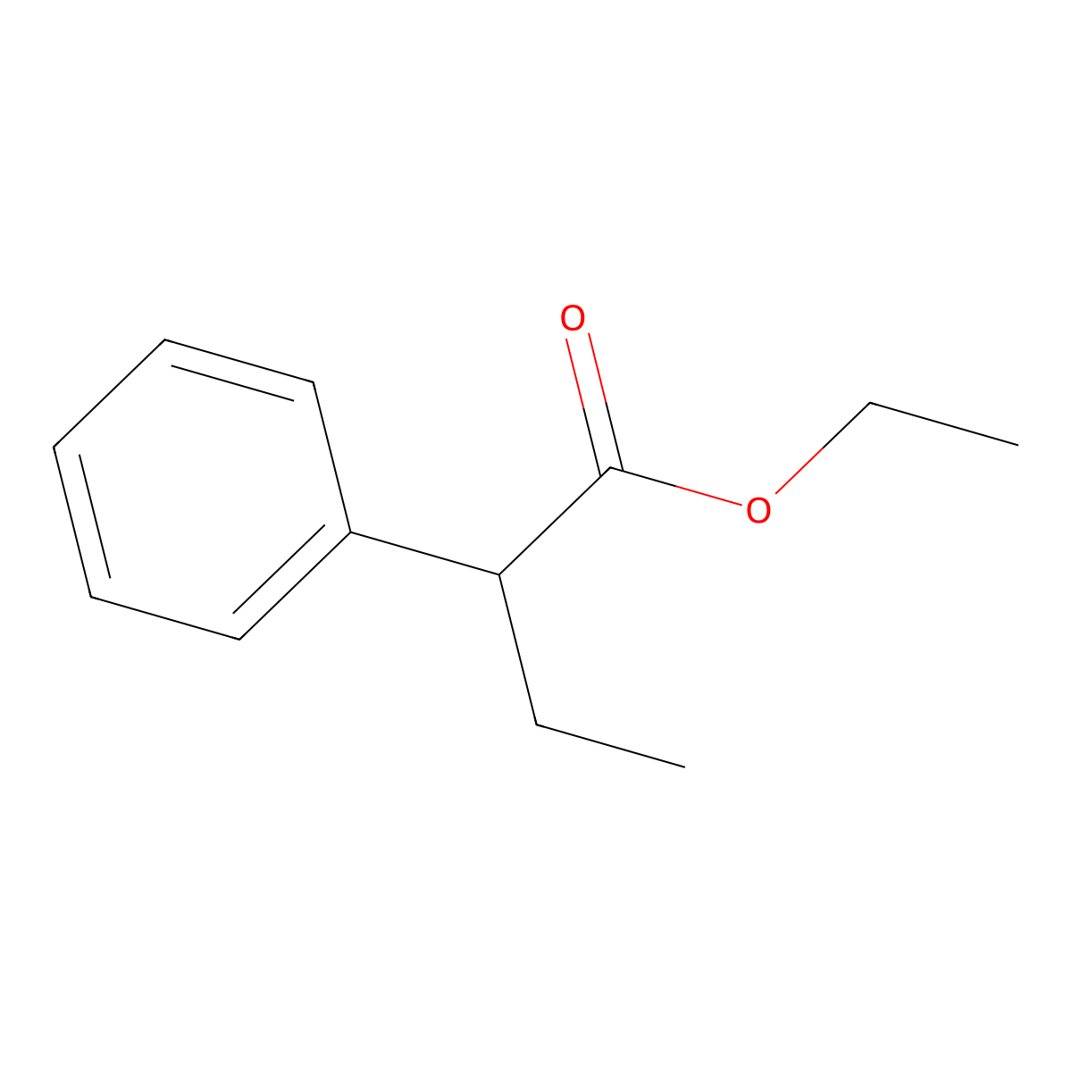 Benzeneacetic acid, alpha-ethyl-, ethyl ester molecular structure, CAS 119-43-7