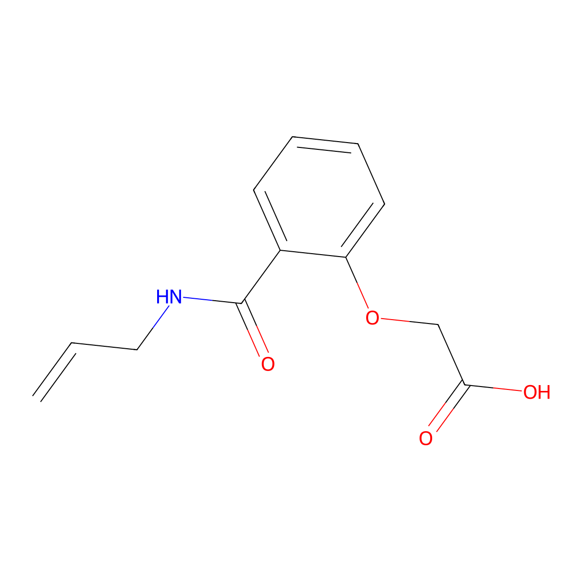 (2-((Allylamino)carbonyl)phenoxy)acetic acid molecular structure, CAS 119-45-9