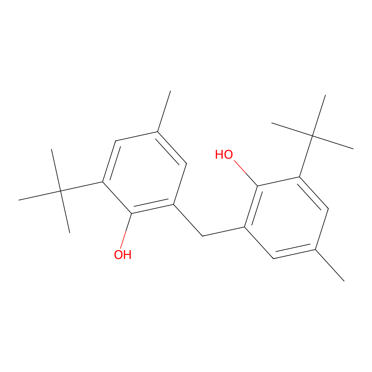 2,2'-Methylenebis(4-methyl-6-tert-butylphenol) molecular structure, CAS 119-47-1