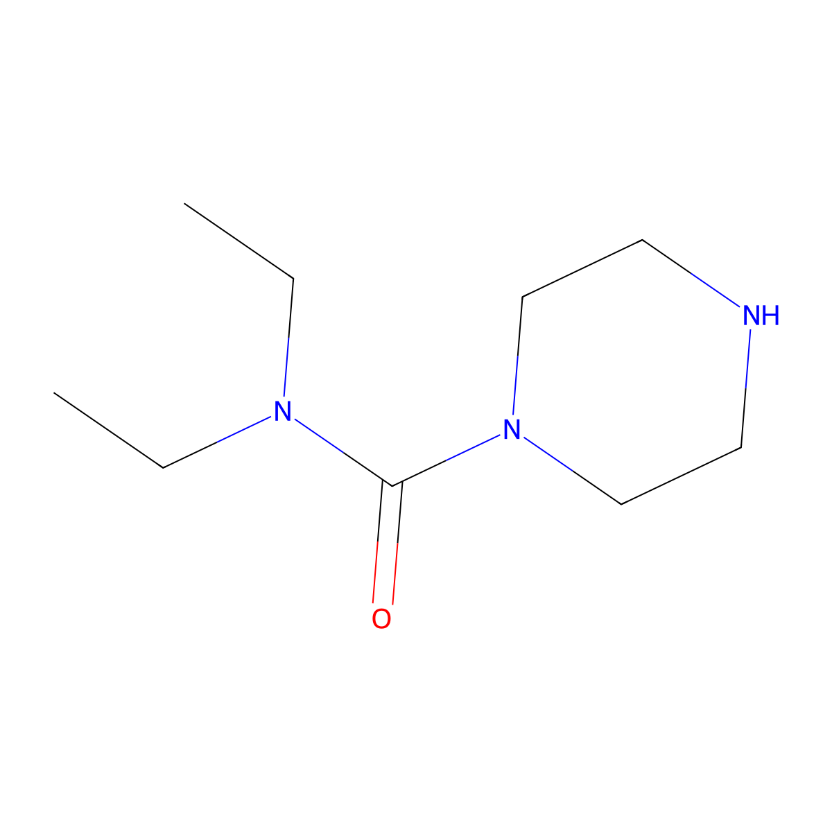 N,N-Diethylpiperazine-1-carboxamide molecular structure, CAS 119-54-0