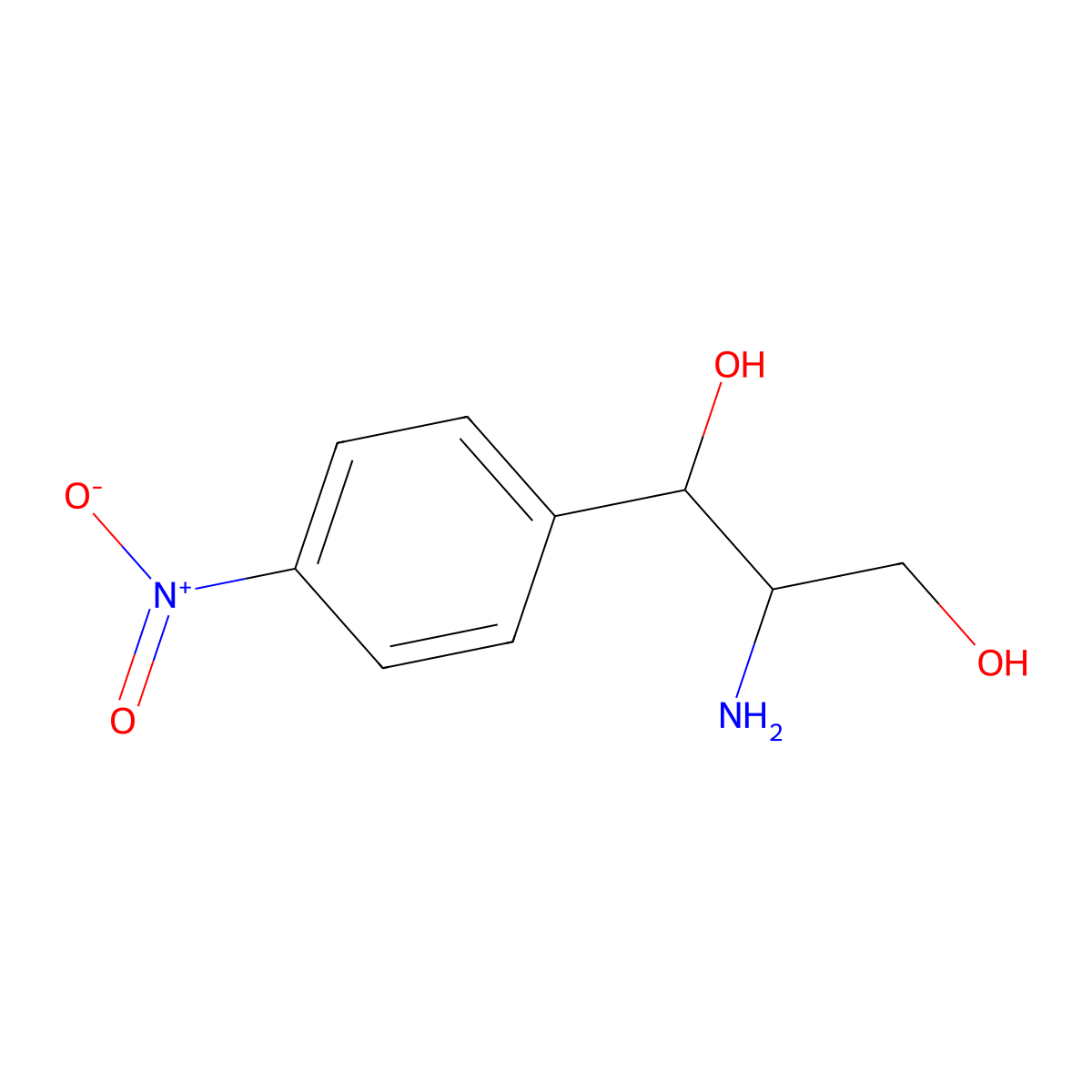 2-Amino-1-(4-nitrophenyl)-1,3-propanediol molecular structure, CAS 119-62-0