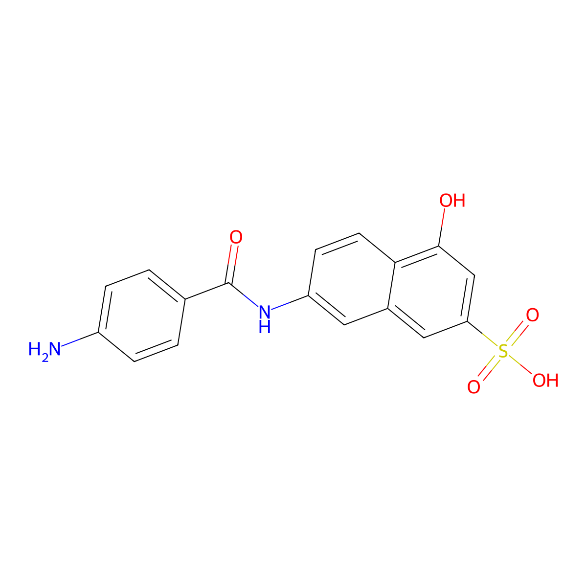 7-(4-Aminobenzamido)-4-hydroxynaphthalene-2-sulfonic acid molecular structure, CAS 119-77-7