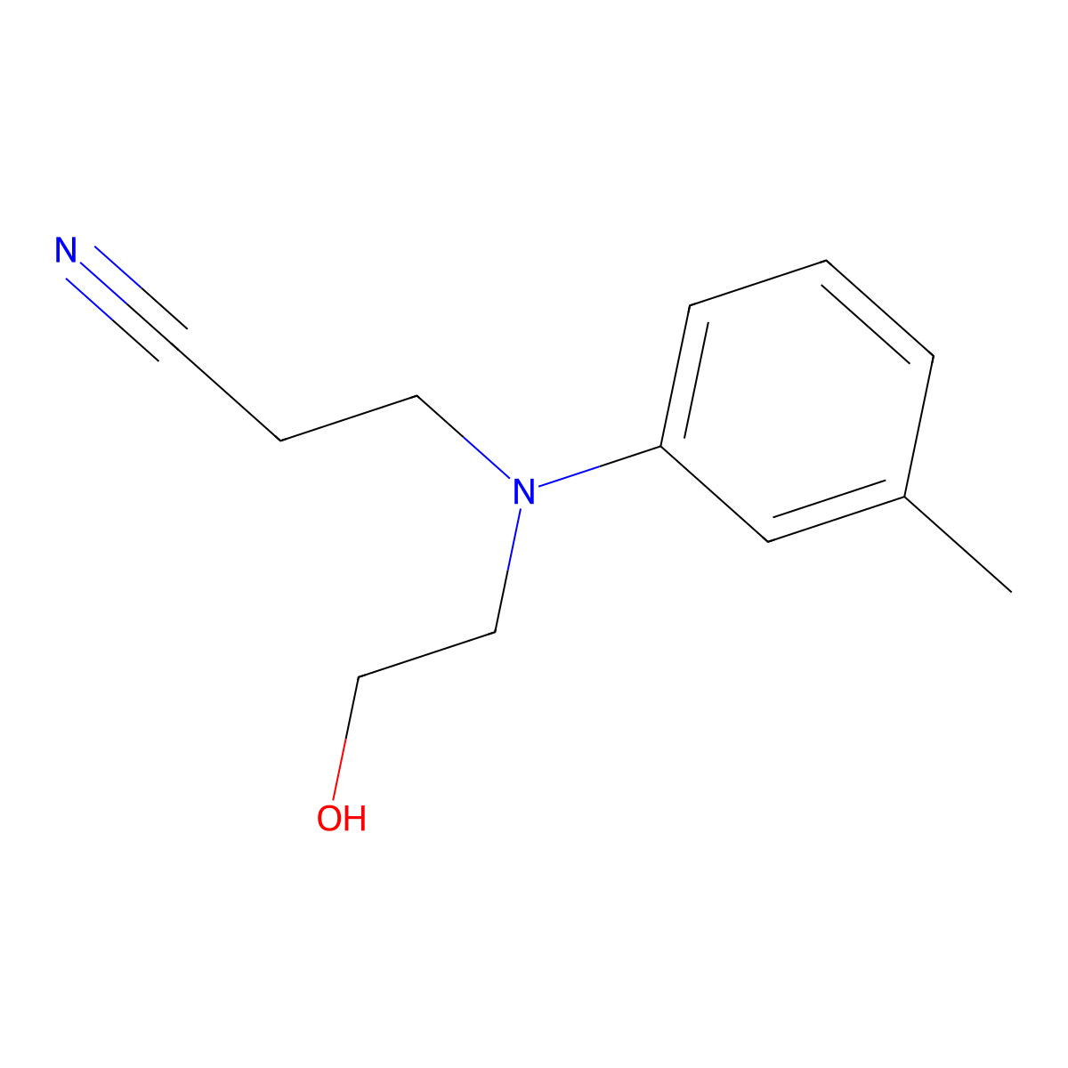 Propanenitrile, 3-((2-hydroxyethyl)(3-methylphenyl)amino)- molecular structure, CAS 119-95-9