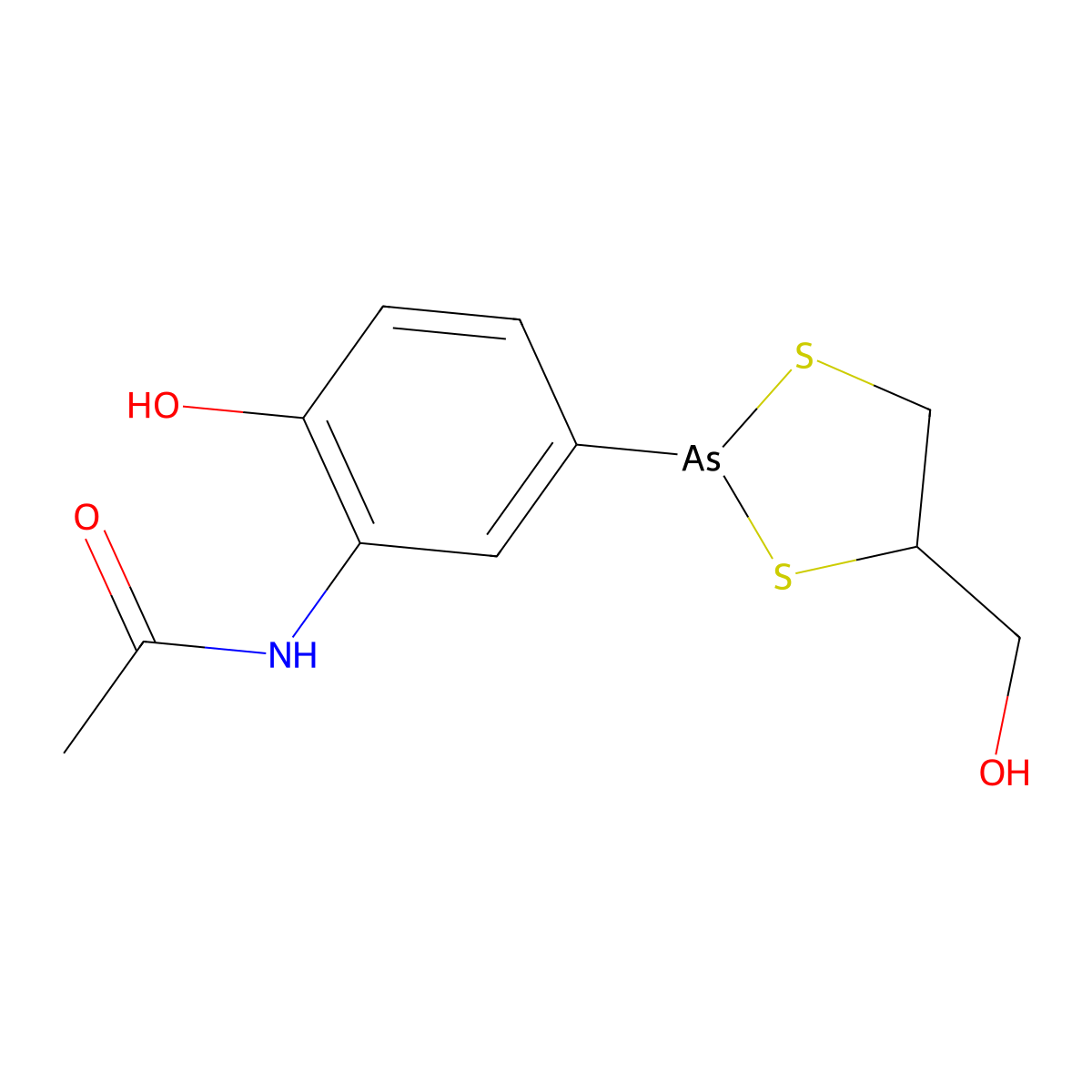 N-(2-Hydroxy-5-(4-(hydroxymethyl)-1,3,2-dithiarsolan-2-yl)phenyl)acetamide molecular structure, CAS 119-96-0