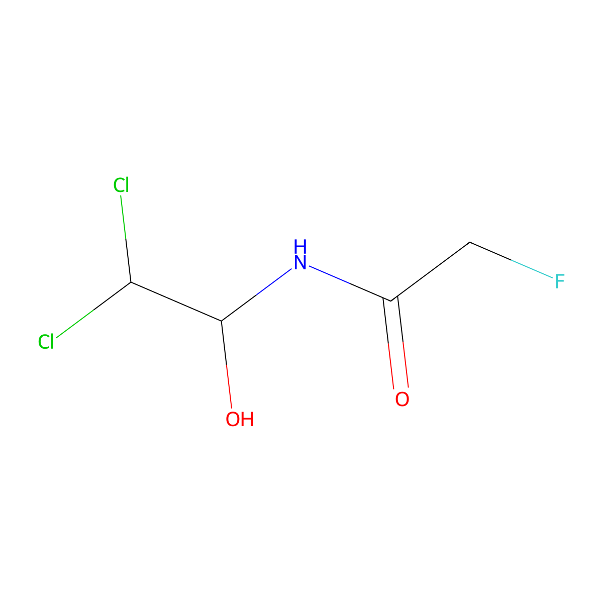 N-(2,2-Dichloro-1-hydroxyethyl)-2-fluoroacetamide molecular structure, CAS 1190-33-6