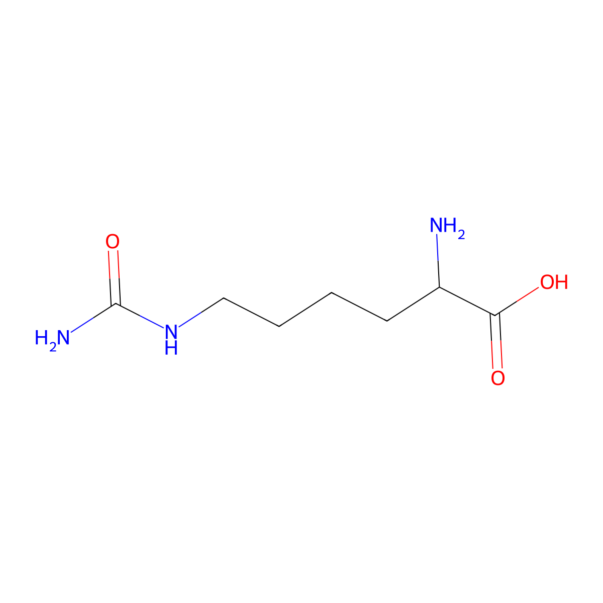 Homocitrulline molecular structure, CAS 1190-49-4