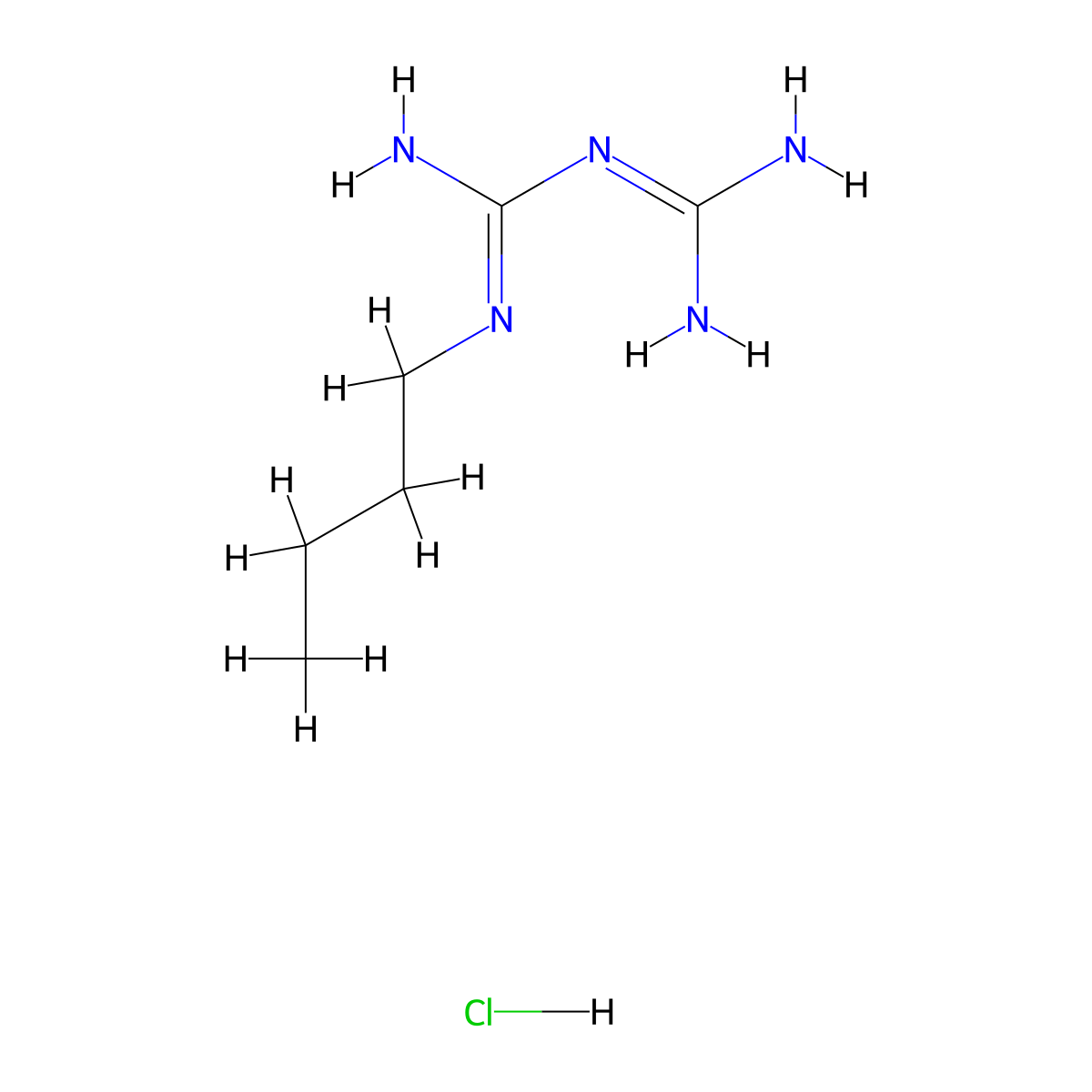 Buformin Hydrochloride molecular structure, CAS 1190-53-0
