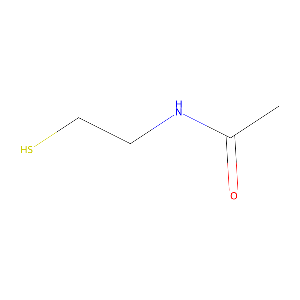 Acetylcysteamine molecular structure, CAS 1190-73-4