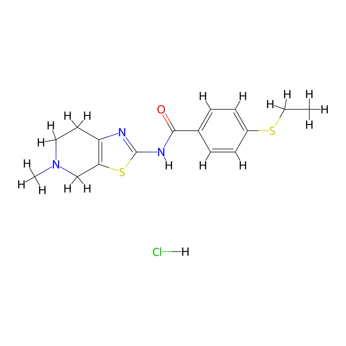 4-(ethylthio)-N-(5-methyl-4,5,6,7-tetrahydrothiazolo[5,4-c]pyridin-2-yl)benzamide hydrochloride molecular structure, CAS 1190000-06-6