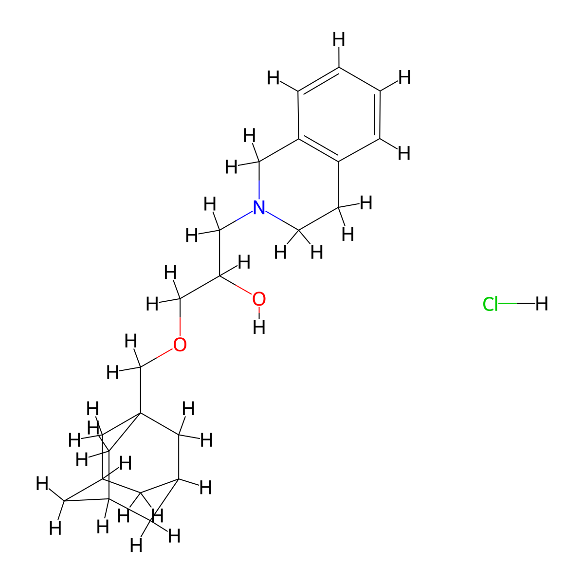 1-[(Adamantan-1-yl)methoxy]-3-(1,2,3,4-tetrahydroisoquinolin-2-yl)propan-2-ol hydrochloride molecular structure, CAS 1190001-03-6
