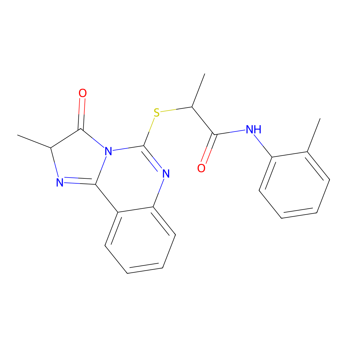 2-((2-methyl-3-oxo-2,3-dihydroimidazo[1,2-c]quinazolin-5-yl)thio)-N-(o-tolyl)propanamide molecular structure, CAS 1190001-11-6