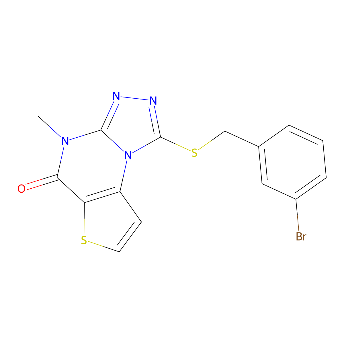 1-((3-bromobenzyl)thio)-4-methylthieno[2,3-e][1,2,4]triazolo[4,3-a]pyrimidin-5(4H)-one molecular structure, CAS 1190001-46-7