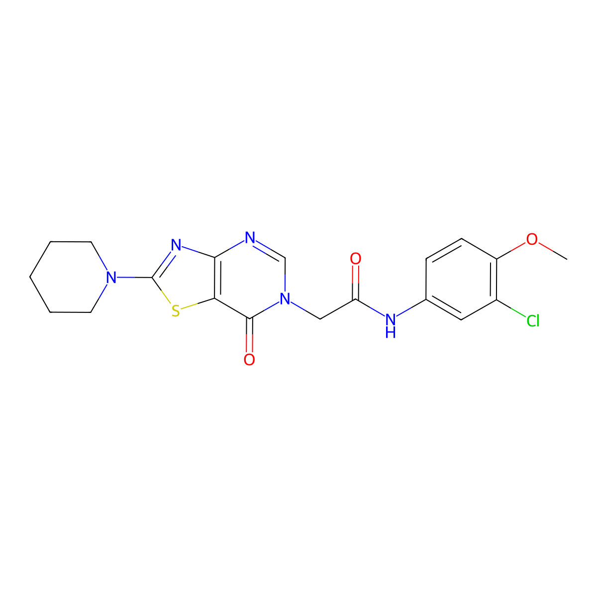 N-(3-chloro-4-methoxyphenyl)-2-[7-oxo-2-(piperidin-1-yl)[1,3]thiazolo[4,5-d]pyrimidin-6(7H)-yl]acetamide molecular structure, CAS 1190001-47-8