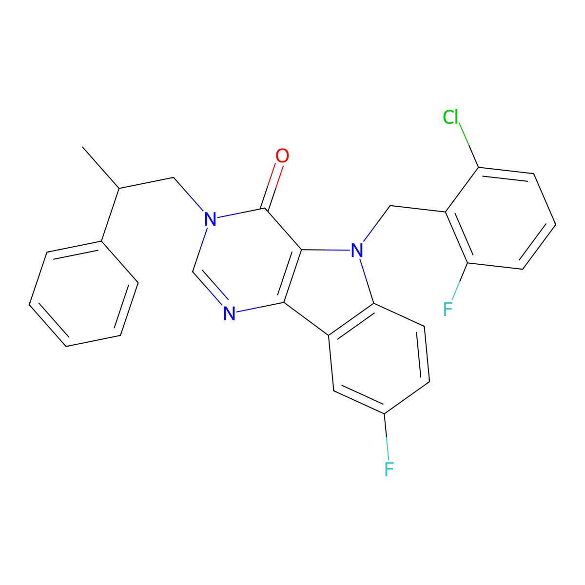 5-(2-chloro-6-fluorobenzyl)-8-fluoro-3-(2-phenylpropyl)-3H-pyrimido[5,4-b]indol-4(5H)-one molecular structure, CAS 1190001-94-5