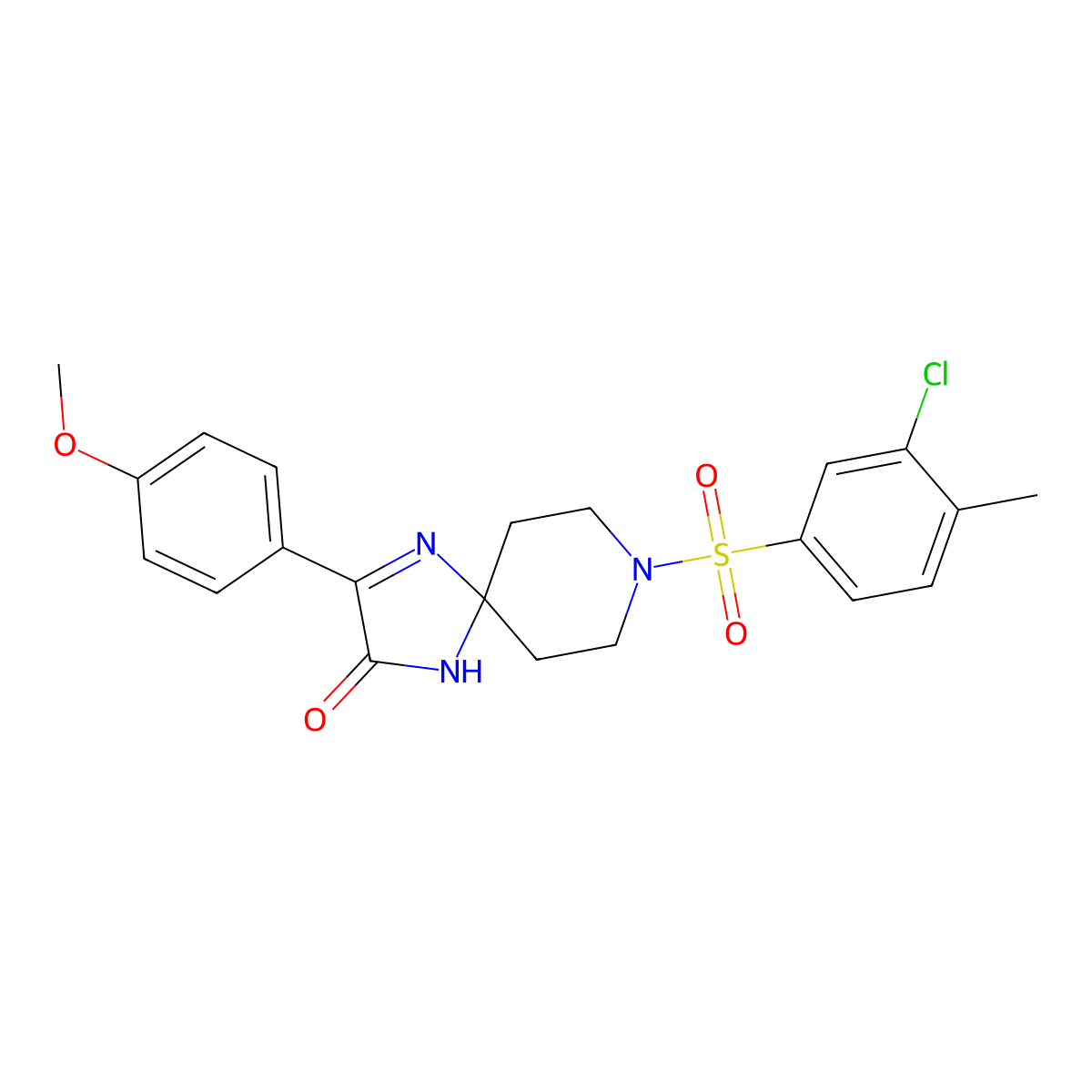 8-((3-Chloro-4-methylphenyl)sulfonyl)-3-(4-methoxyphenyl)-1,4,8-triazaspiro[4.5]dec-3-en-2-one molecular structure, CAS 1190002-40-4