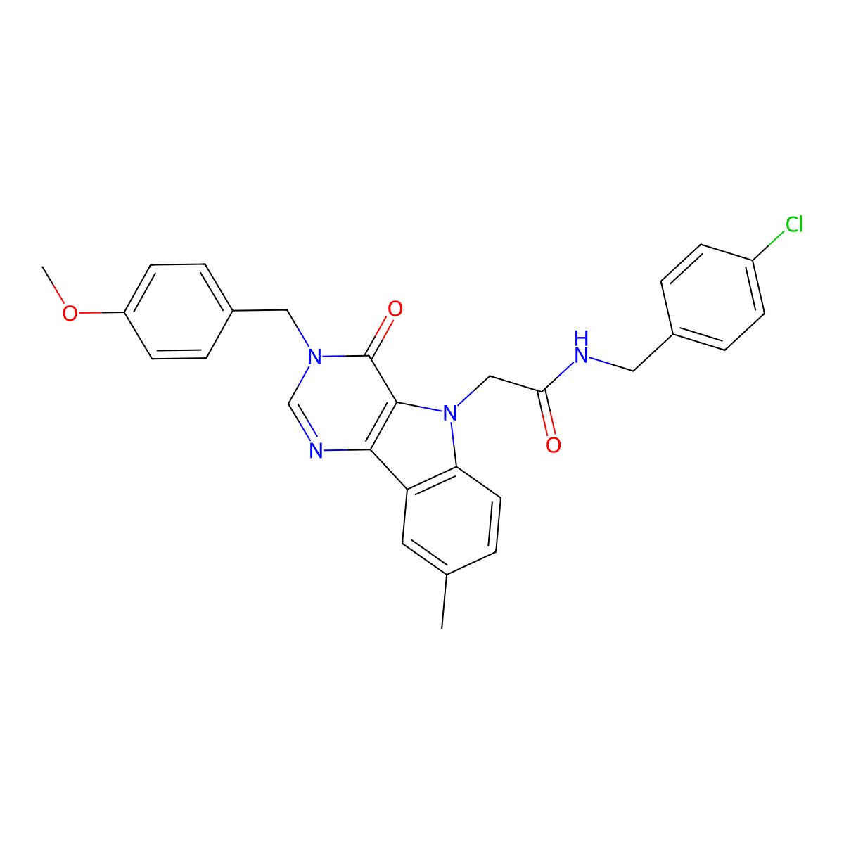 N-(4-chlorobenzyl)-2-(3-(4-methoxybenzyl)-8-methyl-4-oxo-3H-pyrimido[5,4-b]indol-5(4H)-yl)acetamide molecular structure, CAS 1190002-72-2